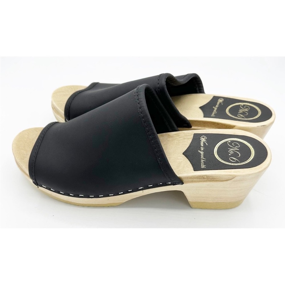 No 6 Store Leather Wood Peep Toe Clogs Size 40 US 8.5-9. Like new.